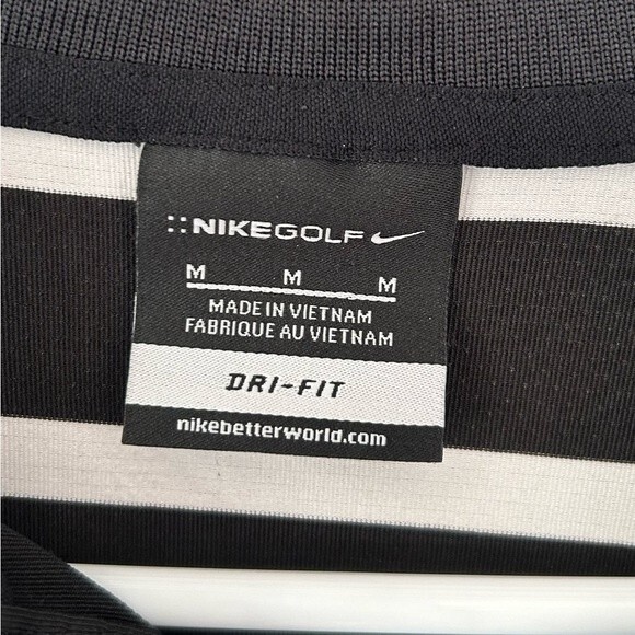 Nike Golf Men’s Dri Fit Polo Size M Black/White Stripes - Picture 2 of 6